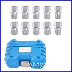 10PCS Locking Wheel Nut Key 17mm Socket Remover Set 10-21 Point CRV For VW
