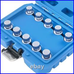 10PCS Locking Wheel Nut Key 17mm Socket Remover Set 10-21 Point CRV For VW