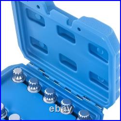 10PCS Locking Wheel Nut Key 17mm Socket Remover Set 10-21 Point CRV For VW