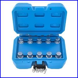 10PCS Locking Wheel Nut Key 17mm Socket Remover Set 10-21 Point CRV For VW