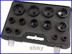 13 Piece Grooved Locking Wheel Nut Remover Socket Set Inside Tooth 18mm 80mm