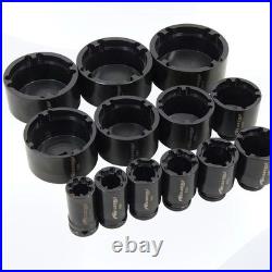 13 Piece Grooved Locking Wheel Nut Remover Socket Set Inside Tooth 18mm 80mm