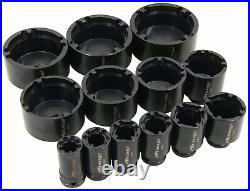 13 Piece Grooved Locking Wheel Nut Remover Socket Set Inside Tooth 18mm 80mm