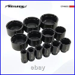 13 Piece Grooved Locking Wheel Nut Remover Socket Set Inside Tooth 18mm 80mm