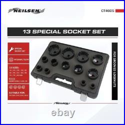 13 Piece Grooved Locking Wheel Nut Remover Socket Set Inside Tooth 18mm 80mm