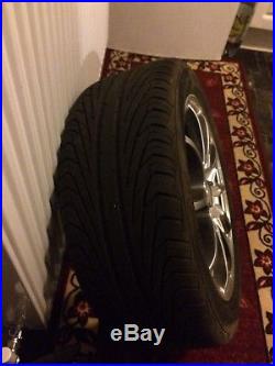 15 Alloy Wheels with tyres, centre Caps, locking Nuts Very Good Condition
