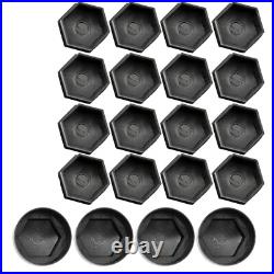 16P 17mm BLACK ALLOY WHEEL NUT COVERS + 4P Locking CAPS UNIVERSAL FOR ANY CAR