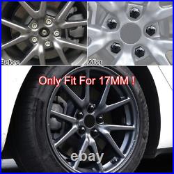 16P 17mm BLACK ALLOY WHEEL NUT COVERS + 4P Locking CAPS UNIVERSAL FOR ANY CAR