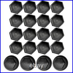 16P 17mm BLACK ALLOY WHEEL NUT COVERS + 4P Locking CAPS UNIVERSAL FOR ANY CAR