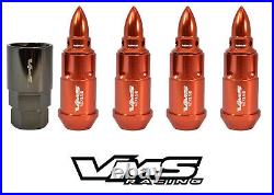 16 Orange Vms Racing 60mm Spike 12x1.5 Aluminum Wheel Locking Locks Lug Nuts B