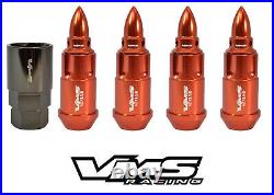 16 Orange Vms Racing 60mm Spike 12x1.5 Aluminum Wheel Locking Locks Lug Nuts E
