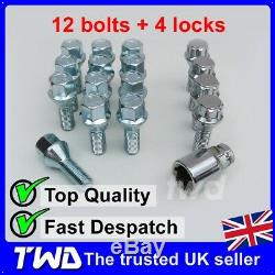 16x WHEEL BOLTS + LOCKS FOR PEUGEOT WITH AFTERMARKET ALLOYS LUG STUDS NUTS C3b