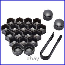 17mm Grey Nut Caps + 4x Locking Wheel Nut Covers + Removal Tool Audi BMW
