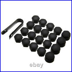 17mm Matte Black Nut Caps + 4x Locking Wheel Nut Covers + Removal Tool Audi BMW