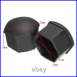 17mm Matte Black Nut Caps + 4x Locking Wheel Nut Covers + Removal Tool Audi BMW