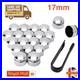 17mm Silver Nut Caps + 4x Locking Wheel Nut Covers + Removal Tool Audi BMW
