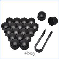 17mm WHEEL NUT BOLT COVERS LOCKING CAPS GLOSS BLACK Audi A1 A3 A4 A5 A6 A7