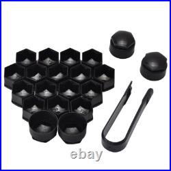 17mm WHEEL NUT BOLT COVERS LOCKING CAPS GLOSS BLACK Audi A1 A3 A4 A5 A6 A7