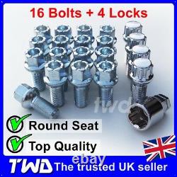 20 x ALLOY WHEEL BOLTS + LOCKS FOR AUDI (M14x1.5) RADIUS SEAT STUD NUTS aR4b