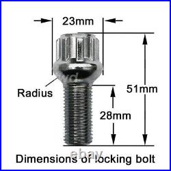 20 x ALLOY WHEEL BOLTS + LOCKS FOR AUDI (M14x1.5) RADIUS SEAT STUD NUTS aR4b