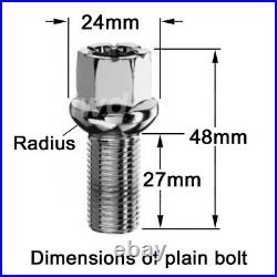 20 x ALLOY WHEEL BOLTS + LOCKS FOR AUDI (M14x1.5) RADIUS SEAT STUD NUTS aR4b