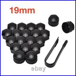 20x19mm Gloss Black Wheel Nut & Bolt Covers Inc Locking Caps Fits Any Car