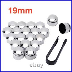 20x19mm Silver Wheel Nut & Bolt Caps Inc Locking Caps + Removal Tool Fit Any Car