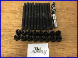 20x M12x1.5 BLACK Wheel Stud & Nut Conversion Kit 75mm Length WITH LOCKING NUTS