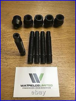 20x M12x1.5 BLACK Wheel Stud & Nut Conversion Kit 75mm Length WITH LOCKING NUTS