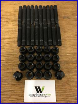 20x M14x1.5 Wheel Stud & Nut Conversion Kit 82mm & Locking Nuts BLACK TAPERED