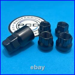 20x M14x1.5 Wheel Stud & Nut Conversion Kit 82mm & Locking Nuts BLACK TAPERED