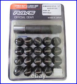 20x Rays 17HEX Wheel Lug Nuts Lock Nut Set 31mm for 5H Black M12xP1.5 from Japan
