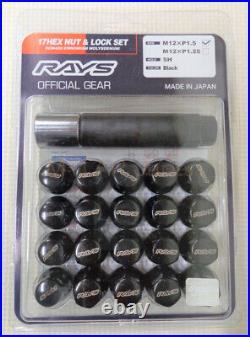 20x Rays 17HEX Wheel Lug Nuts Lock Nut Set 31mm for 5H Black M12xP1.5 from Japan