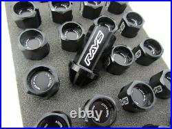 20x Rays Wheel Lug Nuts Dura Lock Nut Set 42mm for 5H Black M12xP1.25 (12x1.25)