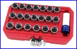 21pc Locking Wheel Nut Remover Socket Set Master for Audi 1/2in Drive