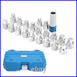 21pcs -Anti Thief Wheel Lug Nut Key Stud Remover Tool & Toolbox 20 Locking Keys