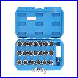 21pcs -Anti Thief Wheel Lug Nut Key Stud Remover Tool & Toolbox 20 Locking Keys