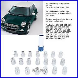21pcs Wheel Lock Lug Nut Remover Tool Kit With 1/2in Drive Adapter Steel Chr LSO