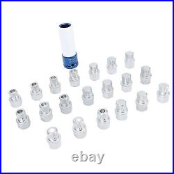 21pcs Wheel Lock Lug Nut Remover Tool Kit With 1/2in Drive Adapter Steel Chr LSO