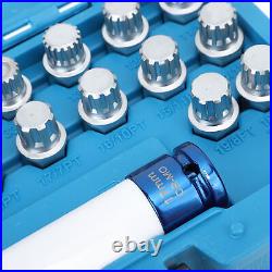 21pcs Wheel Lock Lug Nut Remover Tool Kit With 1/2in Drive Adapter Steel Chr LSO