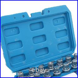 21pcs Wheel Lock Lug Nut Remover Tool Kit With 1/2in Drive Adapter Steel Chr LSO