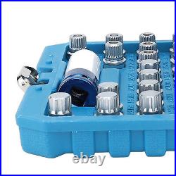 21pcs Wheel Lock Lug Nut Remover Tool Kit With 1/2in Drive Adapter Steel Chr LSO