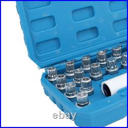 21pcs Wheel Lock Lug Nut Remover Tool Kit With 1/2in Drive Adapter Steel Chr LSO