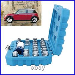 21pcs Wheel Lock Lug Nut Remover Tool Kit With 1/2in Drive Adapter Steel Chr LSO