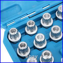 21pcs Wheel Lock Lug Nut Remover Tool Kit With 1/2in Drive Adapter Steel Chr LSO