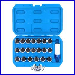 21pcs Wheel Lock Nut Key Set Nut Stud Removal Tool Chrome Vanadium Steel Car