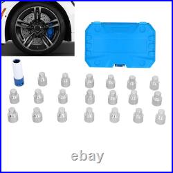 21pcs Wheel Lock Nut Key Set Nut Stud Removal Tool Chrome Vanadium Steel Car