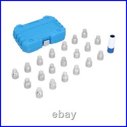 21pcs Wheel Lock Nut Key Set Nut Stud Removal Tool Chrome Vanadium Steel Car