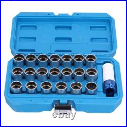 21pcs Wheel Lock Nut Key Set Nut Stud Removal Tool Chrome Vanadium Steel Car