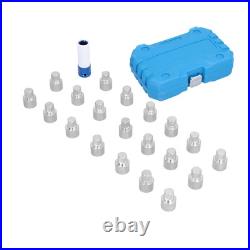 21pcs Wheel Lock Nut Key Set Nut Stud Removal Tool Chrome Vanadium Steel Car